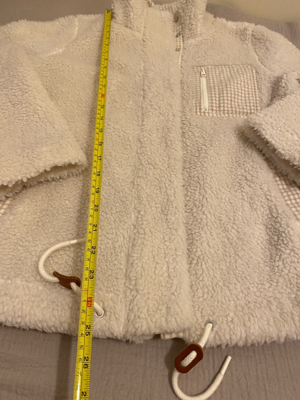 Madewell Sherpa Cream Zip-Front Jacket with Subtle Stripe Lining. Style NB256 - Picture 8 of 11